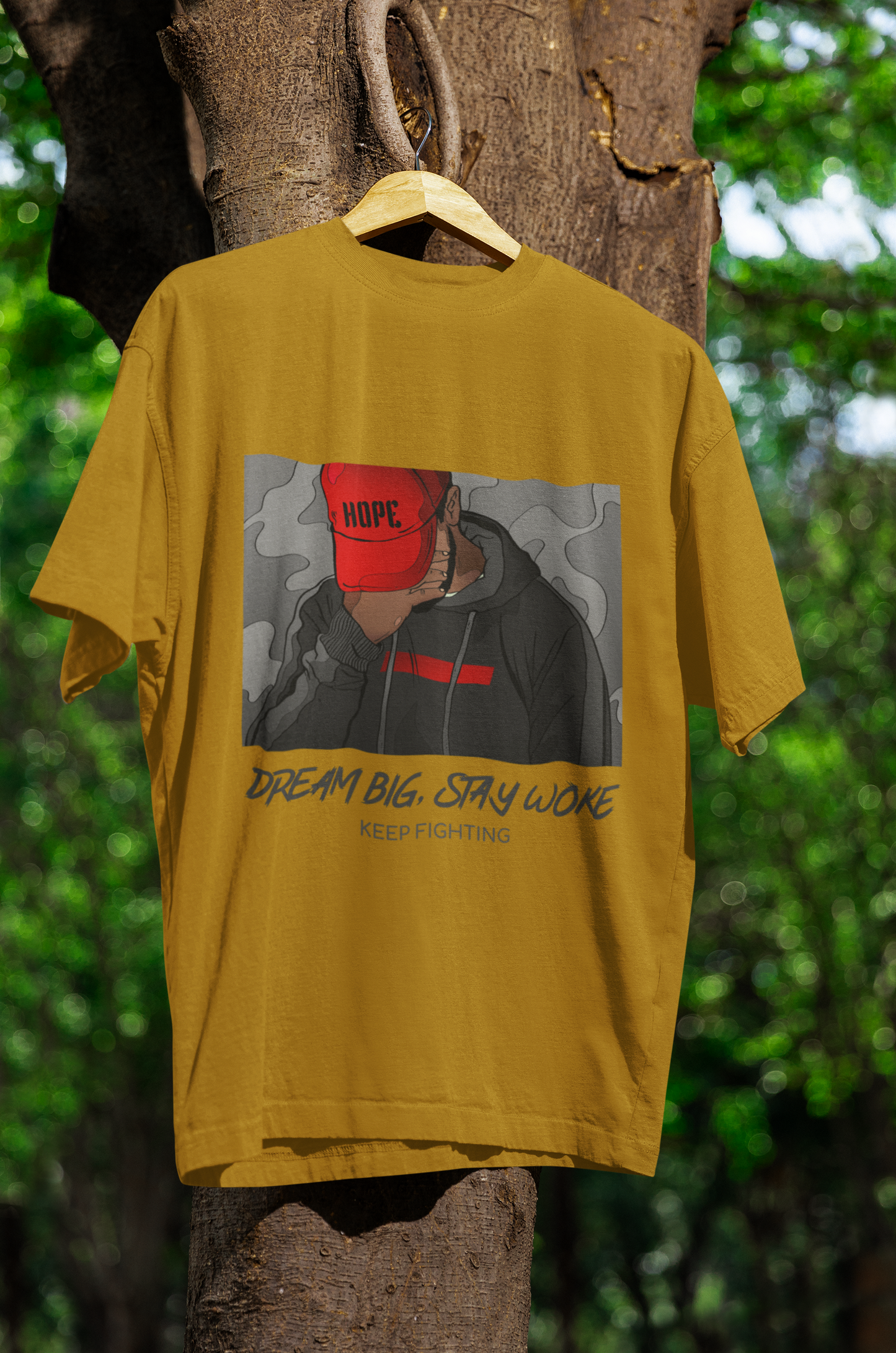 DREAM BIG Oversized Classic T-Shirt Mustard Yellow
