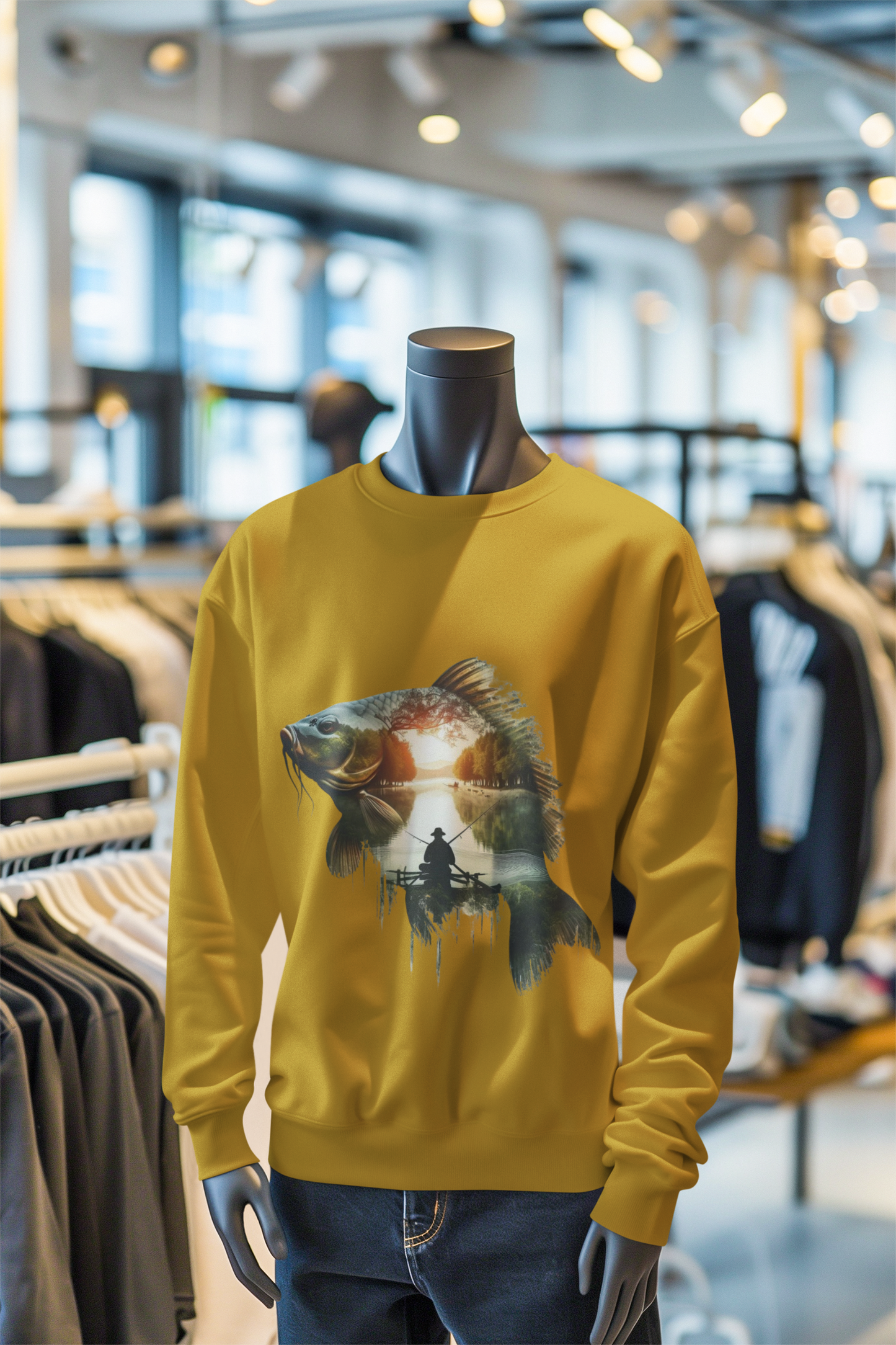 FISHING Sweatshirt Mustard Yellow