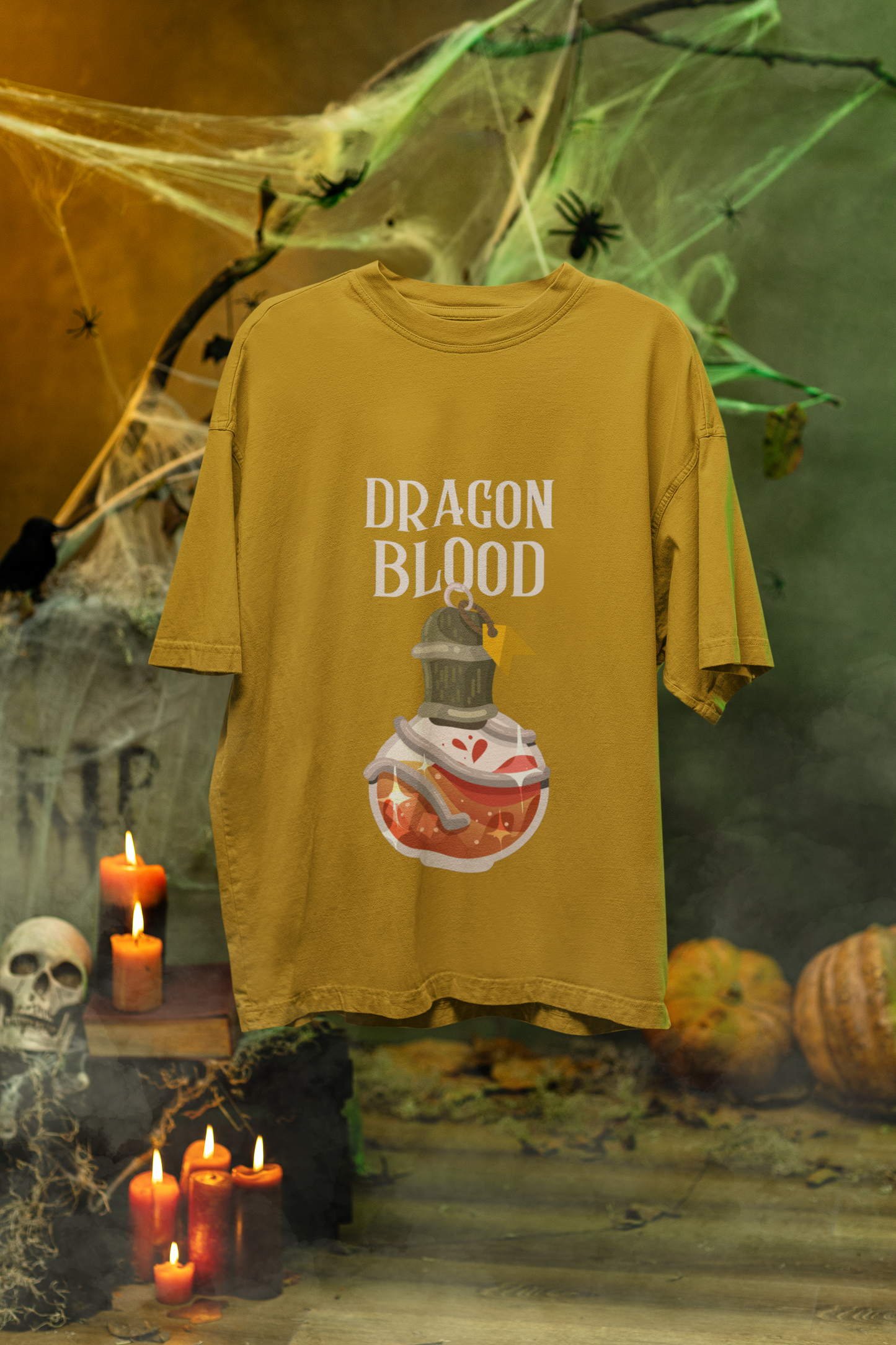 Dragon Blood Oversized Classic T-Shirt Mustard Yellow