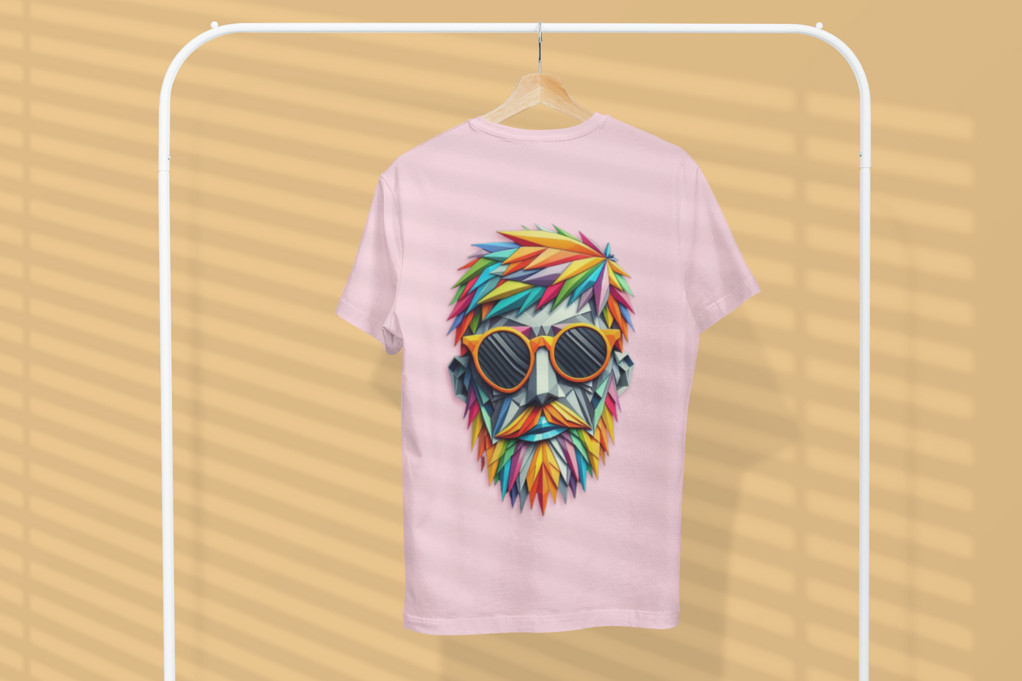Men with Color Stretch T-shirt Light Baby Pink