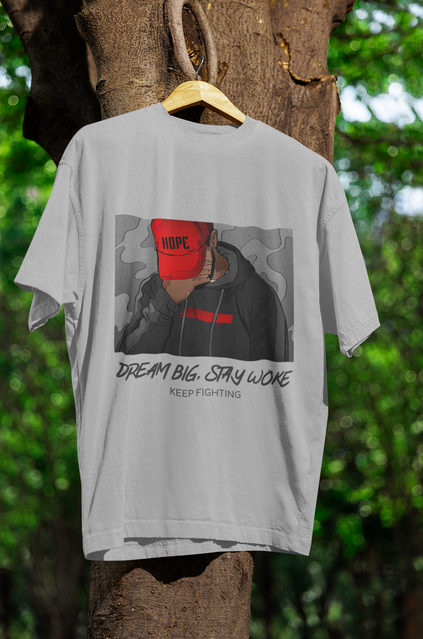 DREAM BIG Oversized Classic T-Shirt Grey Melange