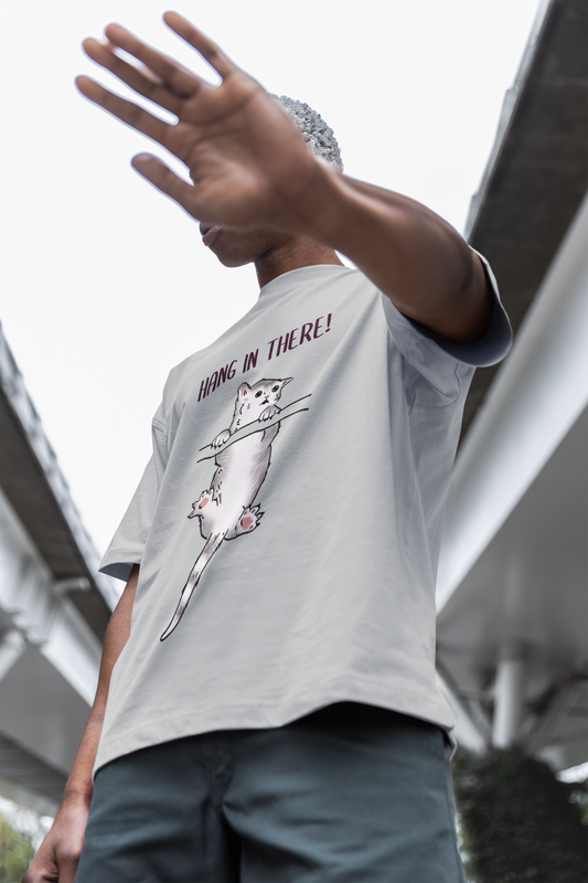 Hang InThere Oversized Classic T-Shirt Grey Melange