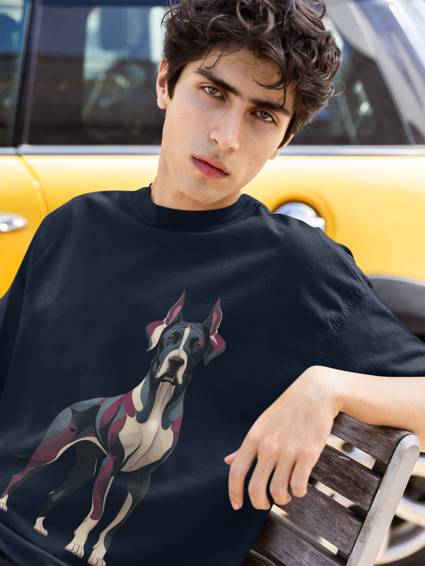 Dog Oversized Tee Navy Blue