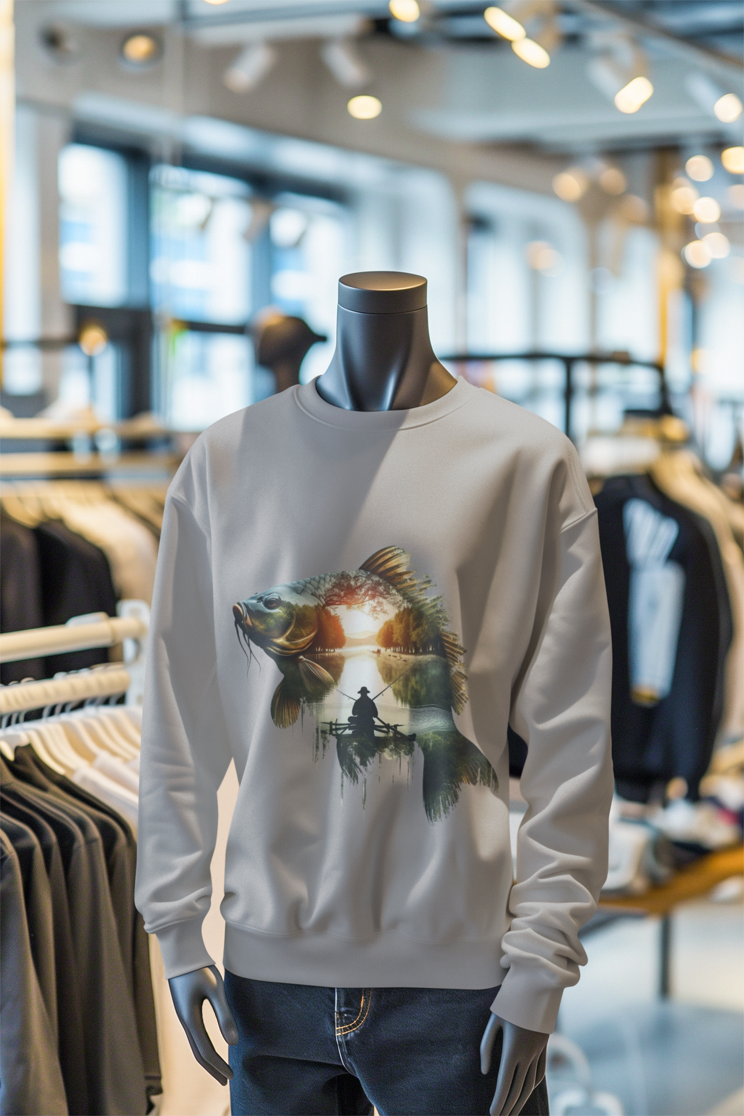 FISHING Sweatshirt Grey Melange